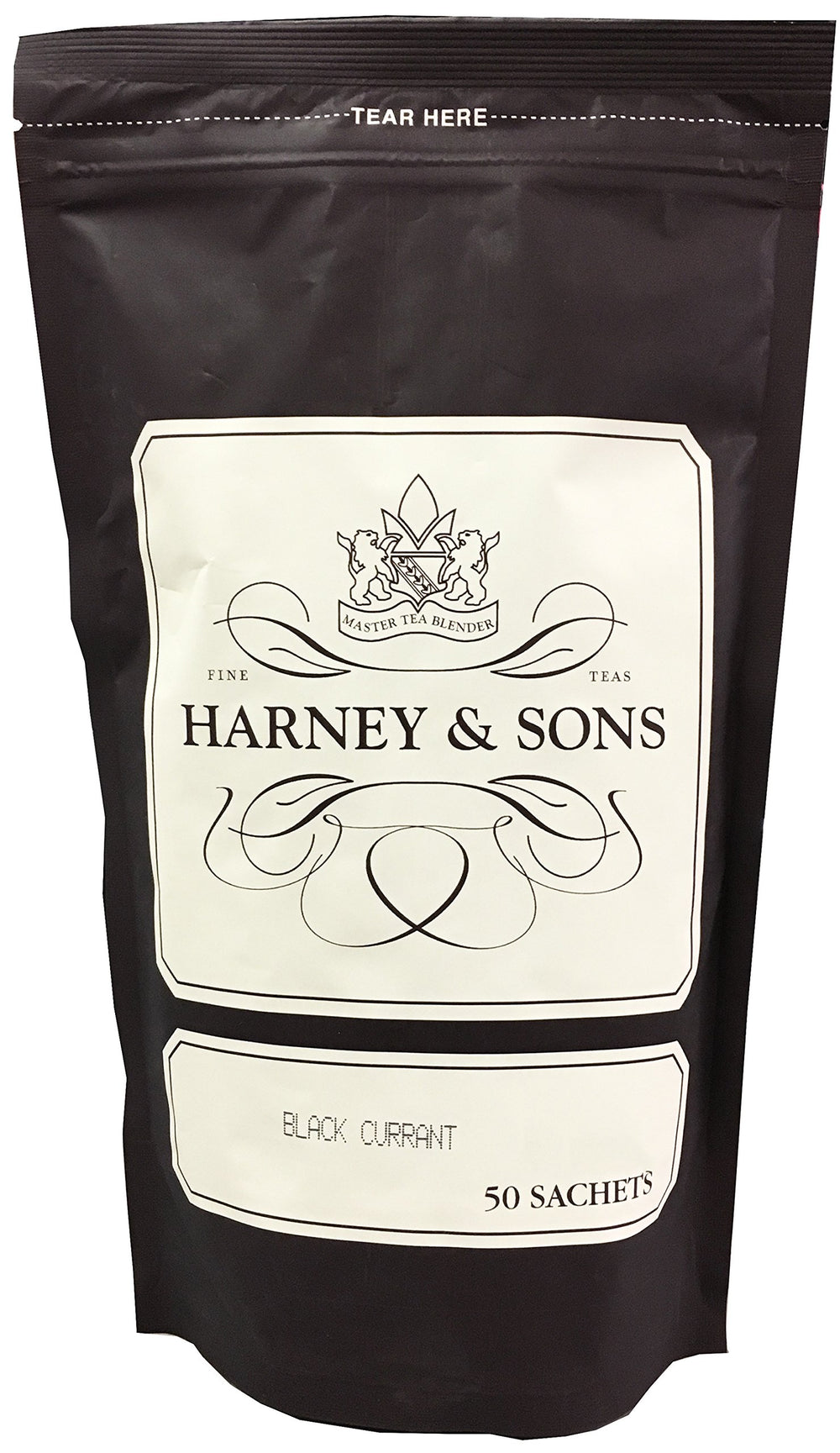 Harney & Sons Black Currant Tea bulk bag with 50 sachets for convenient brewing.