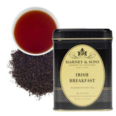 Harney and Sons Irish Breakfast Tea tin front view for a bold morning start