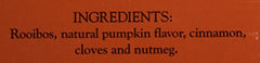 Close-up of Harney & Sons Pumpkin Spice Rooibos sachet for quick brewing.