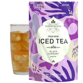 Harney & Sons Black Currant Fresh Brew Iced Tea bag in pitcher, refreshing summer sips.