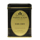 Harney & Sons Black Earl Grey loose-leaf tea offers bright bergamot flavor for afternoon rituals.