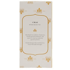 Harney and Sons chai tea bags pack, highlighting spice blend and aroma