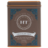 Harney & Sons Chocolate Mint tea tin with rich aroma, ideal after-dinner ritual