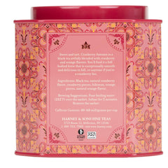 Harney & Sons Cranberry Autumn tin side view, premium packaging for home use