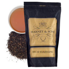 Harney & Sons Decaf Darjeeling loose leaf tea for caffeine-free enjoyment.