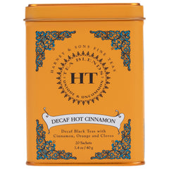 Harney and Sons Decaf Hot Cinnamon tea tin showcases bold flavor
