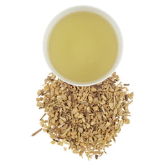 Harney and Sons Ginger Liquorice tea close-up shows spicy-sweet balance.