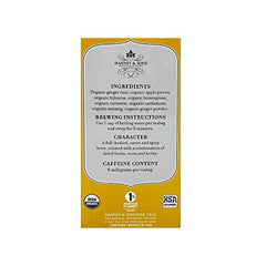 Harney & Sons ingredients label shows apple, beetroot, lemongrass for flavor.