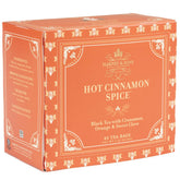 Harney & Sons Hot Cinnamon Spice tea bag close-up with warm, inviting aroma.