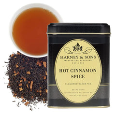 Harney & Sons Hot Cinnamon Spice tin with bold aroma for cozy mornings.