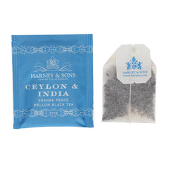 Teabags of Harney and Sons Orange Pekoe, convenient and ready to steep