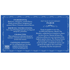 Harney & Sons Paris Black Tea steaming cup releasing bergamot-inspired aroma.