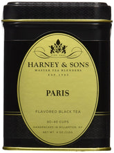 Harney & Sons Paris tea tin packaging showcasing premium quality for home brewing.