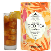 Harney & Sons Peach Fresh Brew Iced Tea packaging ideal for entertaining.