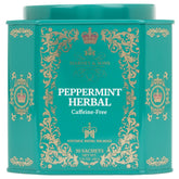 Harney & Sons peppermint tea sachets in a decorative tin for gifting.