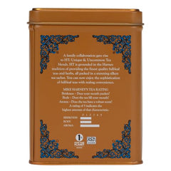 Harney & Sons Salted Caramel Tea caramel detail close-up, inviting cozy moments.