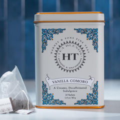 Harney & Sons Vanilla Comoro tea aroma inviting calm moments.