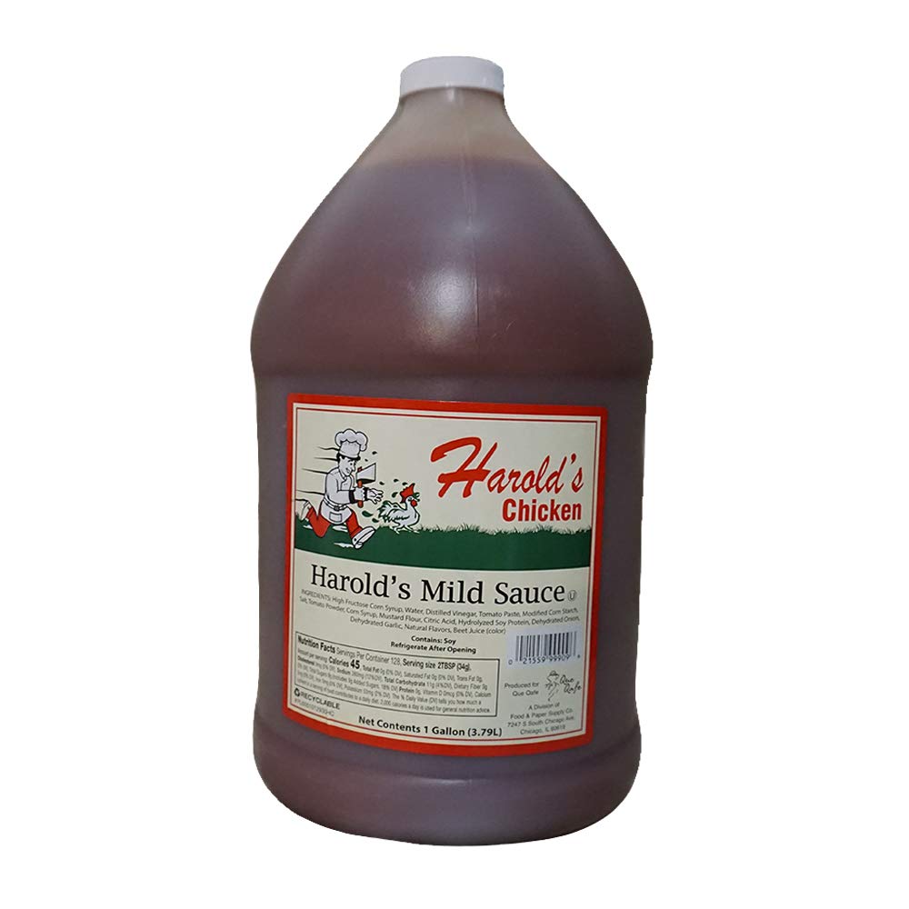 Harold's Chicken Mild Sauce 1 Gallon Bottle, ideal for dipping and glazing.