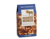 Harry & David Moose Munch Milk Chocolate Popcorn packaging, premium snack for gifting