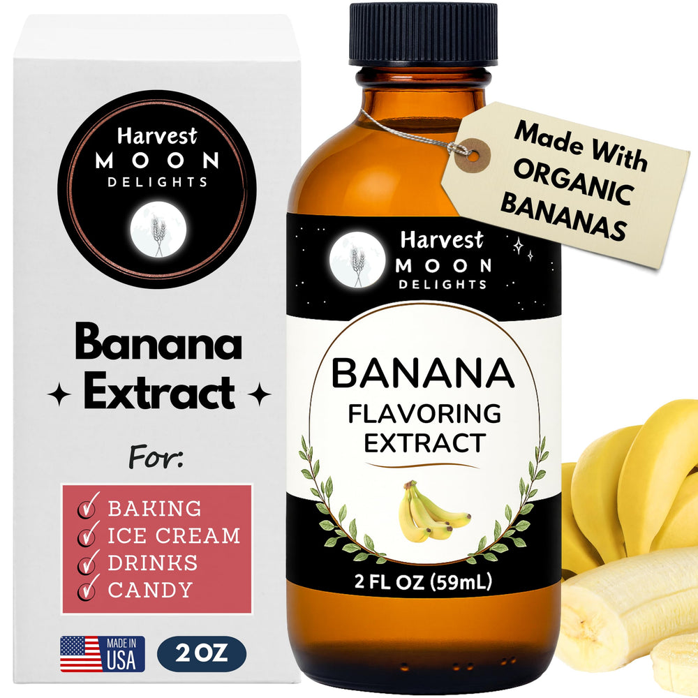 Harvest Moon Delights banana extract bottle front view for baking and beverages
