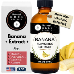 Harvest Moon Delights banana extract bottle front view for baking and beverages