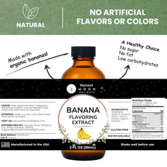 Harvest Moon Delights banana extract label close-up showing quality ingredients