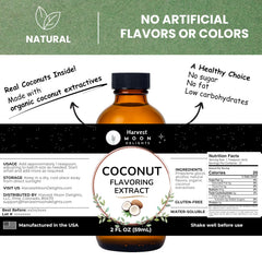 Harvest Moon Delights coconut extract pour demonstrates easy blending into drinks and desserts.
