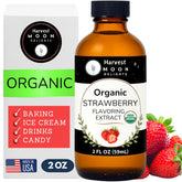 Harvest Moon Delights Organic Strawberry Extract bottle delivering premium baking flavor.