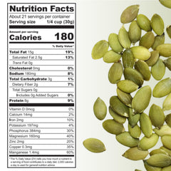 Harvested For You organic pumpkin seeds ingredients; clean, single-ingredient crunch for meals.