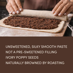 Hasho nutty aroma poppy seed paste on baking dough suggests rich pastries.