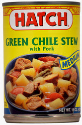 Hatch Farms Hatch Green Chile Stew with Pork in a steaming bowl, ready for a quick comforting meal.