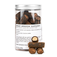 Haupt Lakrits Söta Svenskjävlar packshot highlights vegan Swedish licorice with creamy salmiak filling