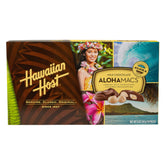 Hawaiian Host Aloha Macs box with milk chocolate macadamias, ideal as a gift.