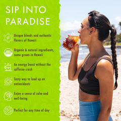 HAWAIIAN NATURAL T·E·A brewed-tea in cup, showcasing balanced flavor and aroma.