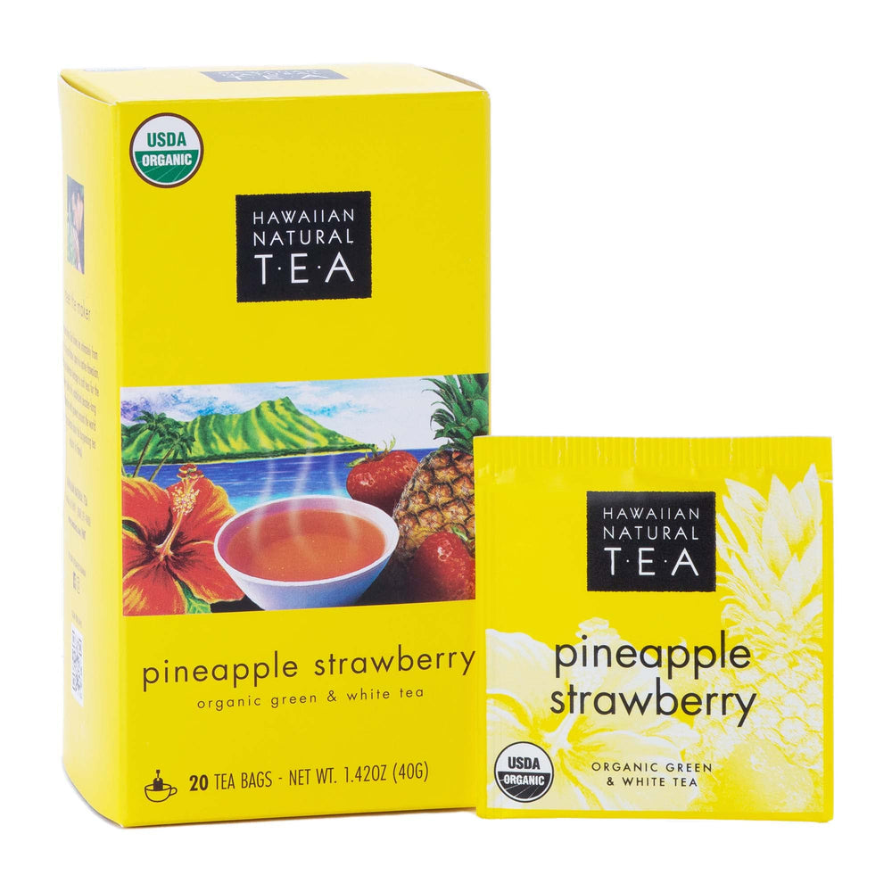 HAWAIIAN NATURAL T E A pineapple strawberry tea packets for a tropical morning refresh