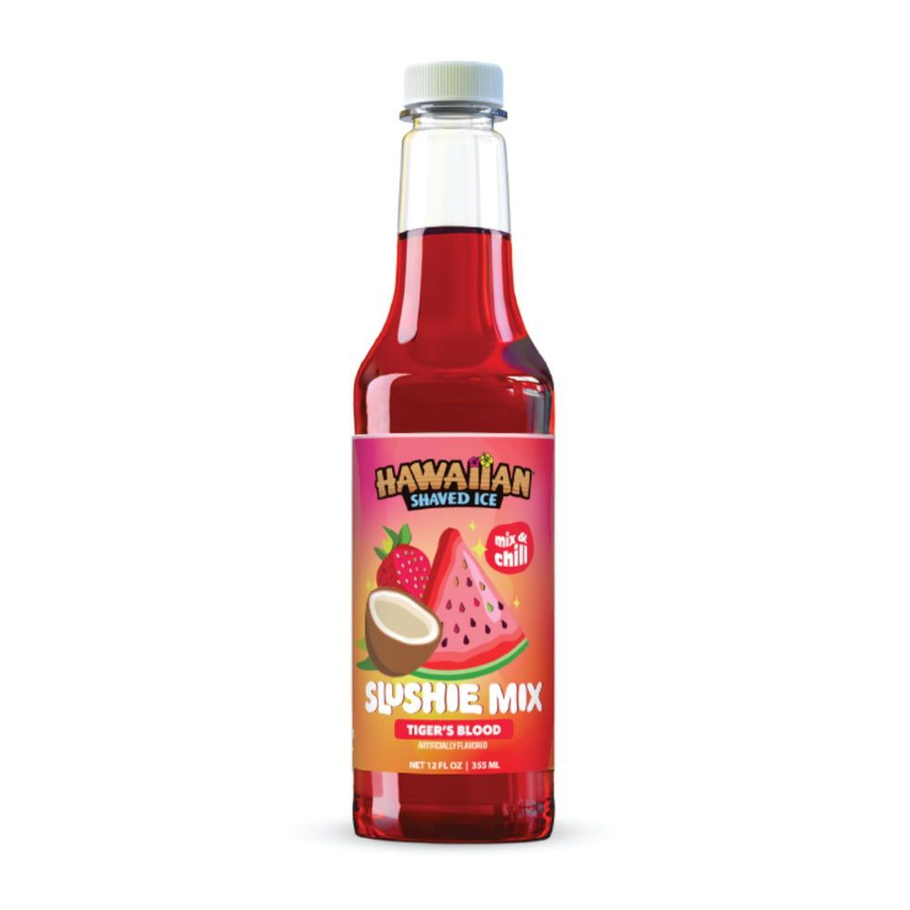 Hawaiian Shaved Ice Tiger's Blood bottle pour for at-home slushies