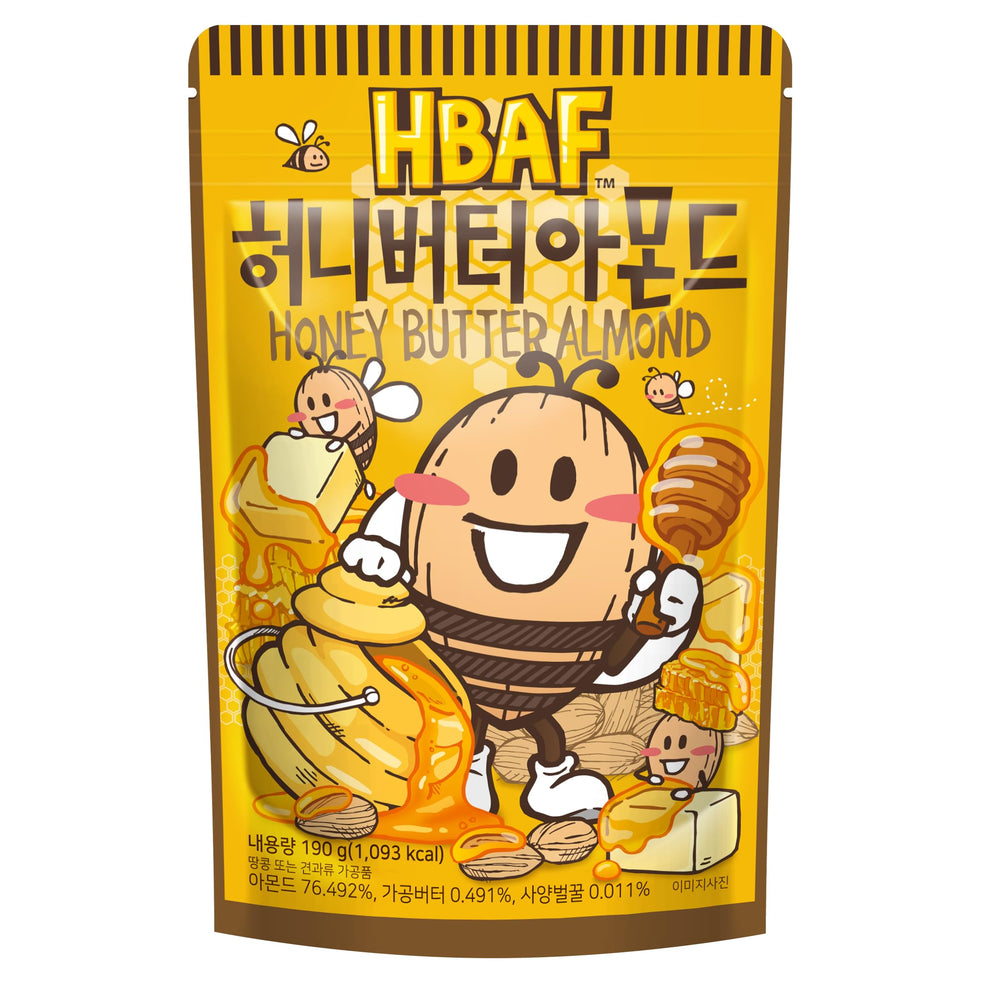 HBAF Honey Butter Almonds in 190g package, ready-to-snack.