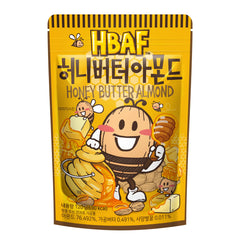 HBAF Korean honey butter almonds front view, ready to enjoy on the go.