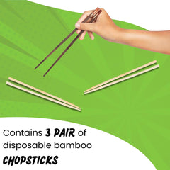 HCG Thai Ramen Variety Pack three pairs of disposable bamboo chopsticks included.