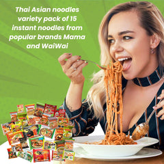 HCG Thai Ramen Variety Pack Wai Wai flavors in mixed noodles for quick meals.