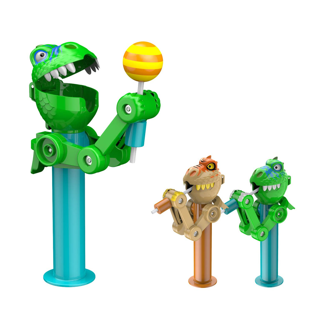 HDLNKAK dinosaur lollipop holder green front view keeps snacks clean