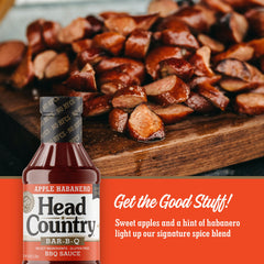 Head Country Apple Habanero BBQ Sauce glaze on ribs adds sweet heat and color