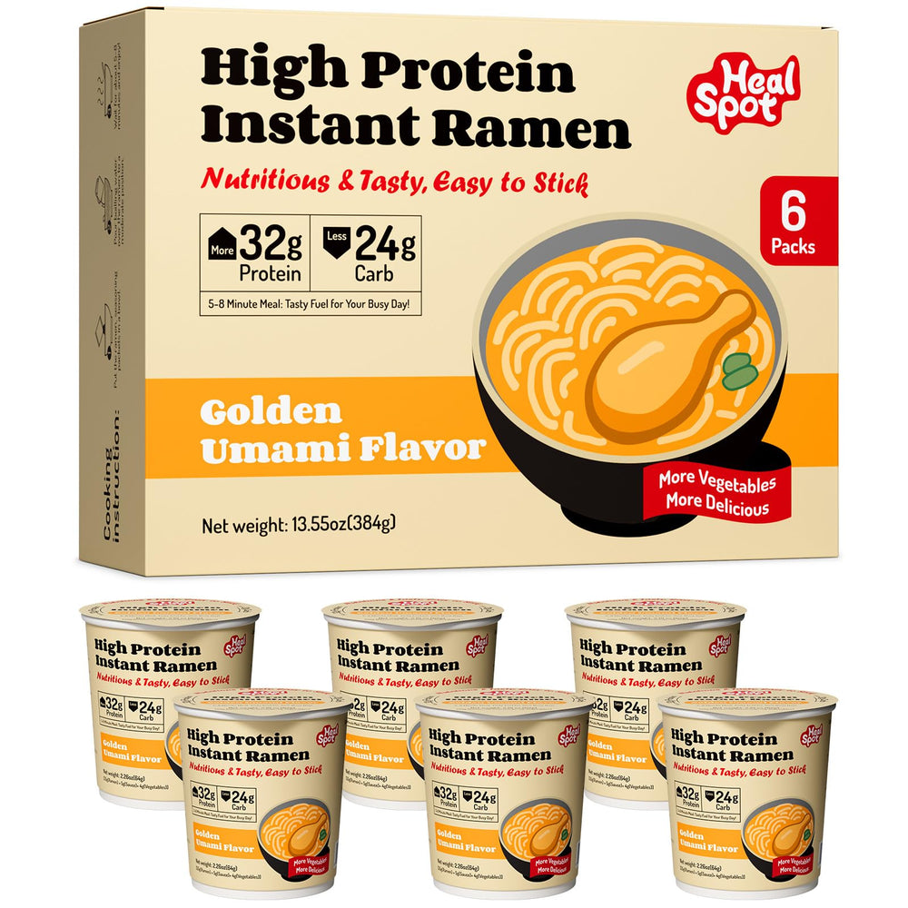 Healspot Golden-Chicken ramen packaging front highlights brand and convenient quick meal option