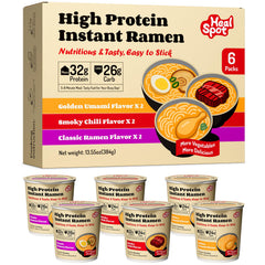 Healspot variety-pack ramen six cups for quick, protein-rich meals.