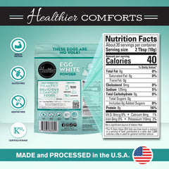 Healthier Comforts egg white powder measure for precise portions