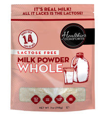 Healthier Comforts lactose free milk powder bag for pantry stocking and versatile cooking