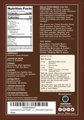 Healthworks Cacao Powder scoop dispenses to reveal fine texture ideal for beverages and baking