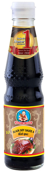 Healthy Boy Thai Black Soy Sauce bottle enhances color and depth in stir-fries.