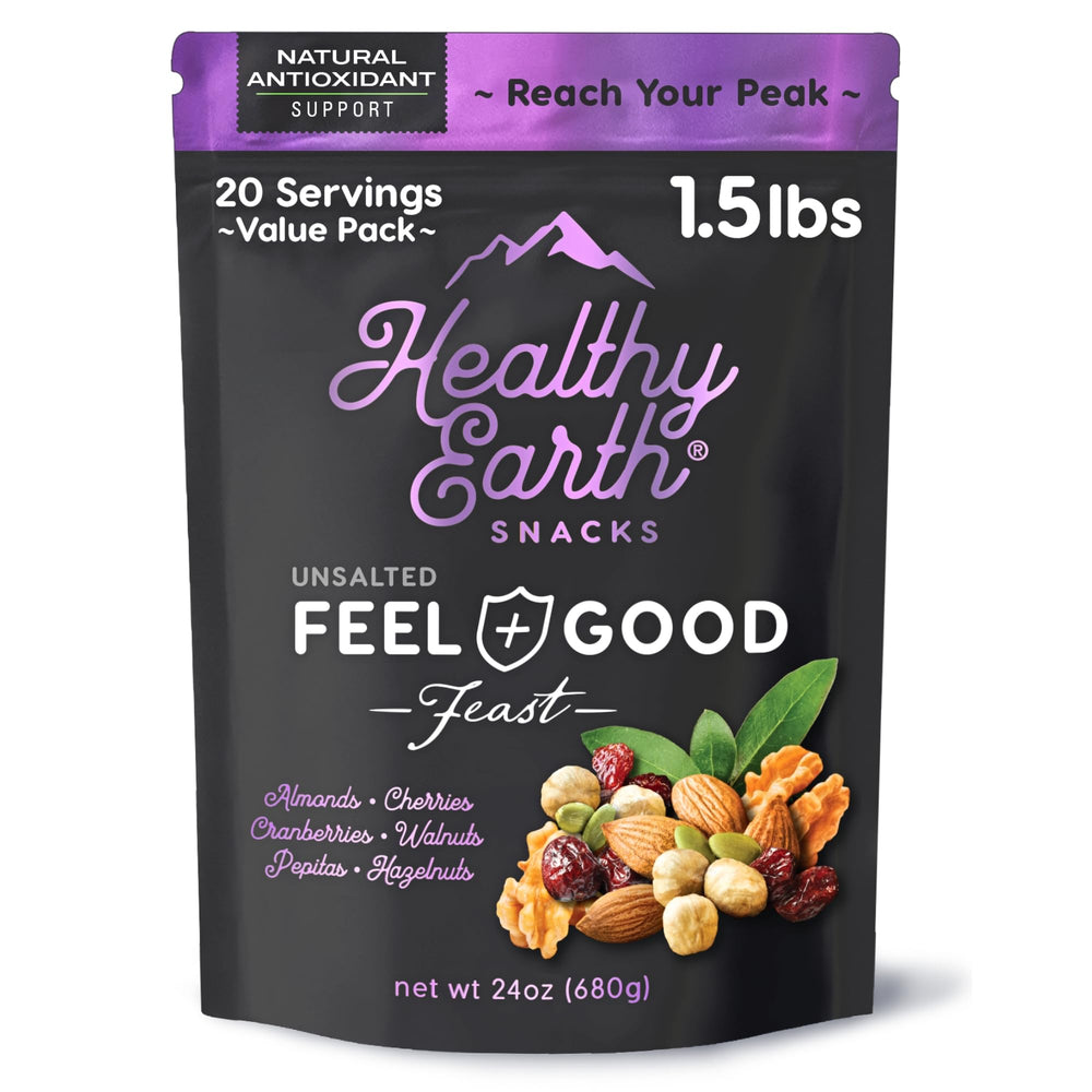 Healthy Earth Mixed Nuts Unsalted jar for a clean, satisfying snack.