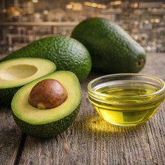 Healthy Harvest Avocado Oil in fryer, emphasizing long fry-life and stability.